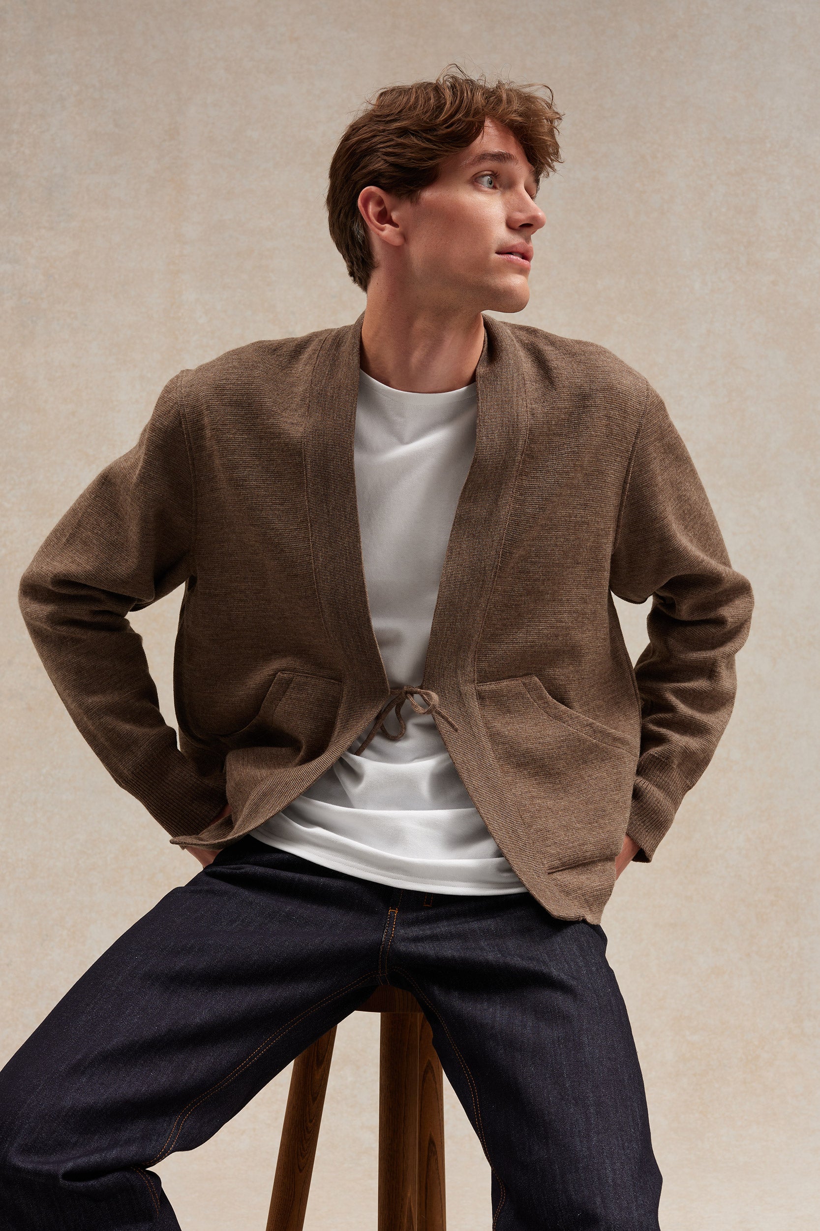 Veste Noragi beige en maille milano - Le Minor x Flâneurs - Image 3