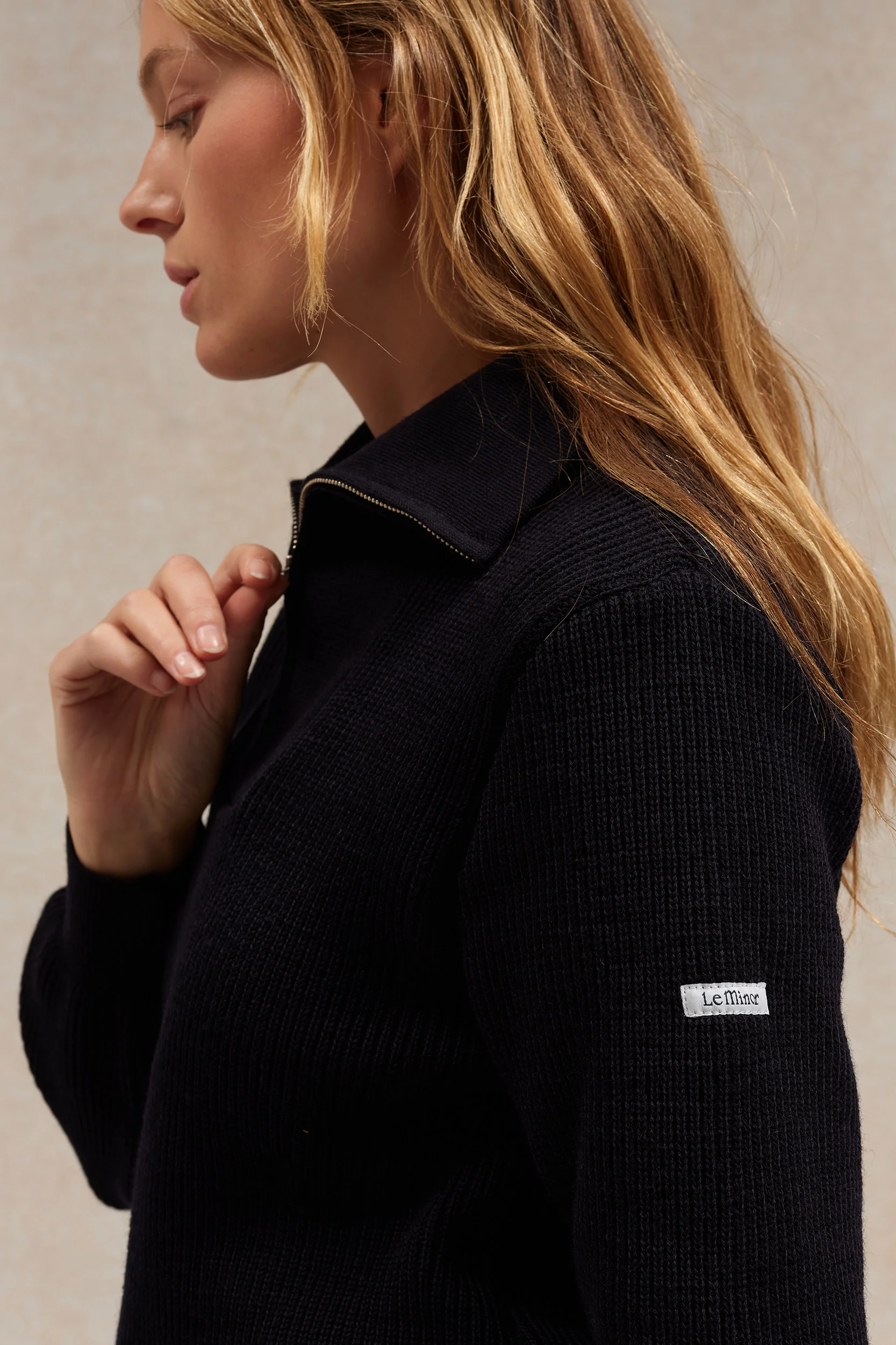 Pull camionneur bleu marine pour femme en laine vierge - Image 3