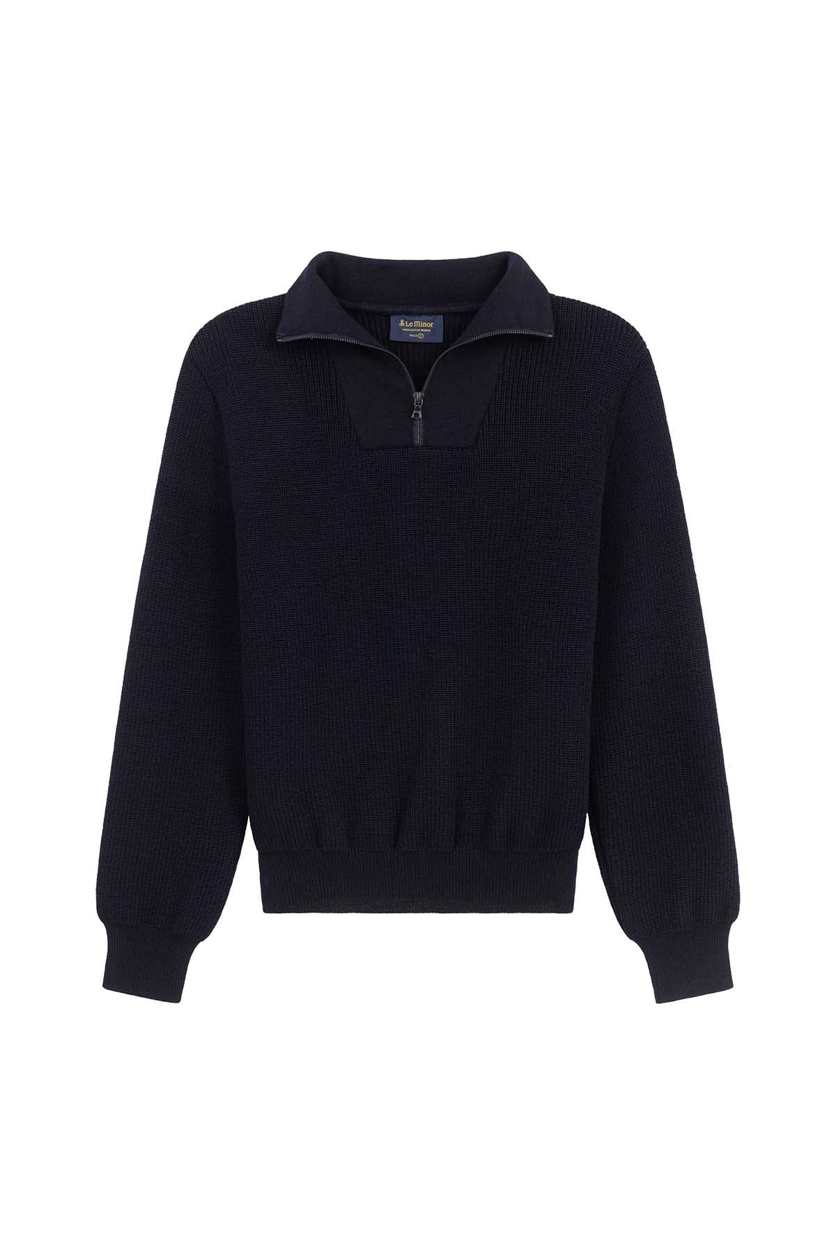 Pull camionneur bleu marine pour femme en laine vierge - Image 5