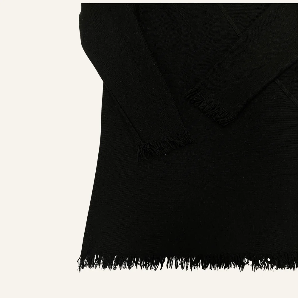 Gilet kimono cache-cœur noir en laine - Seconde main - Image 3