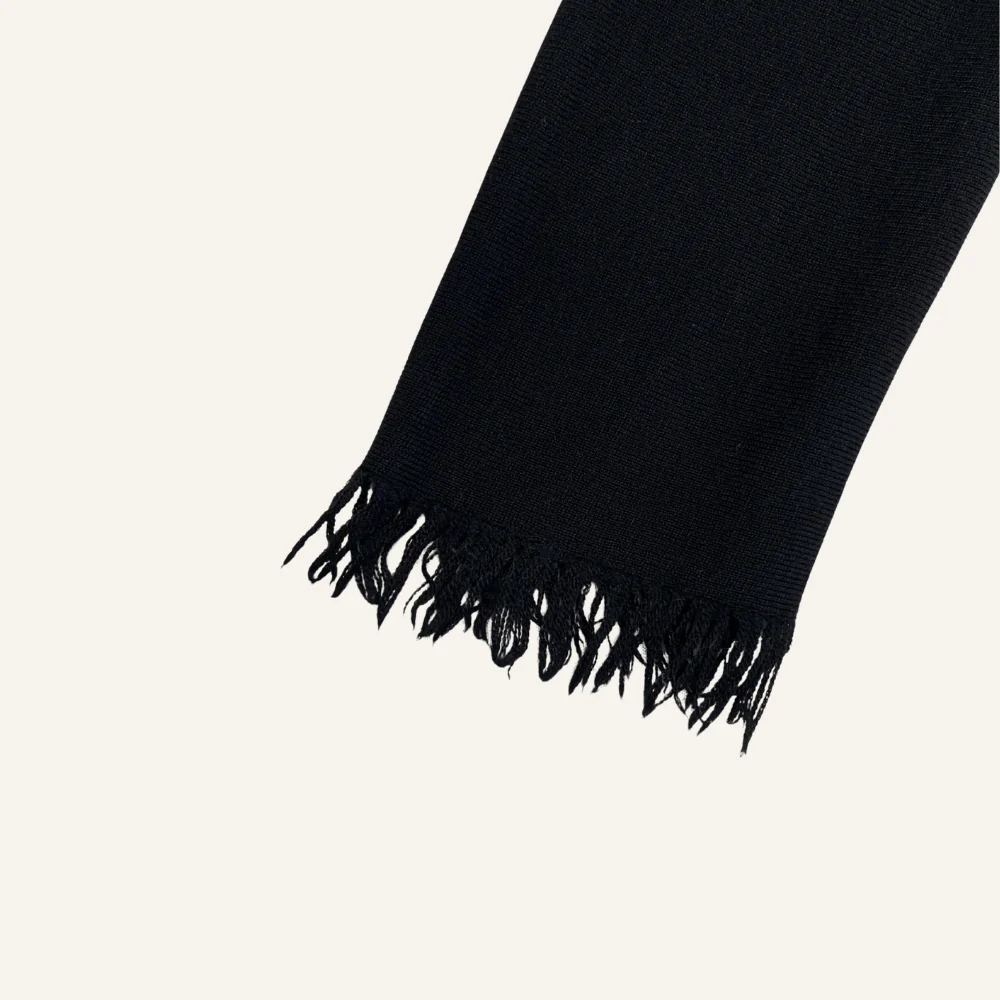 Gilet kimono cache-cœur noir en laine - Seconde main - Image 4