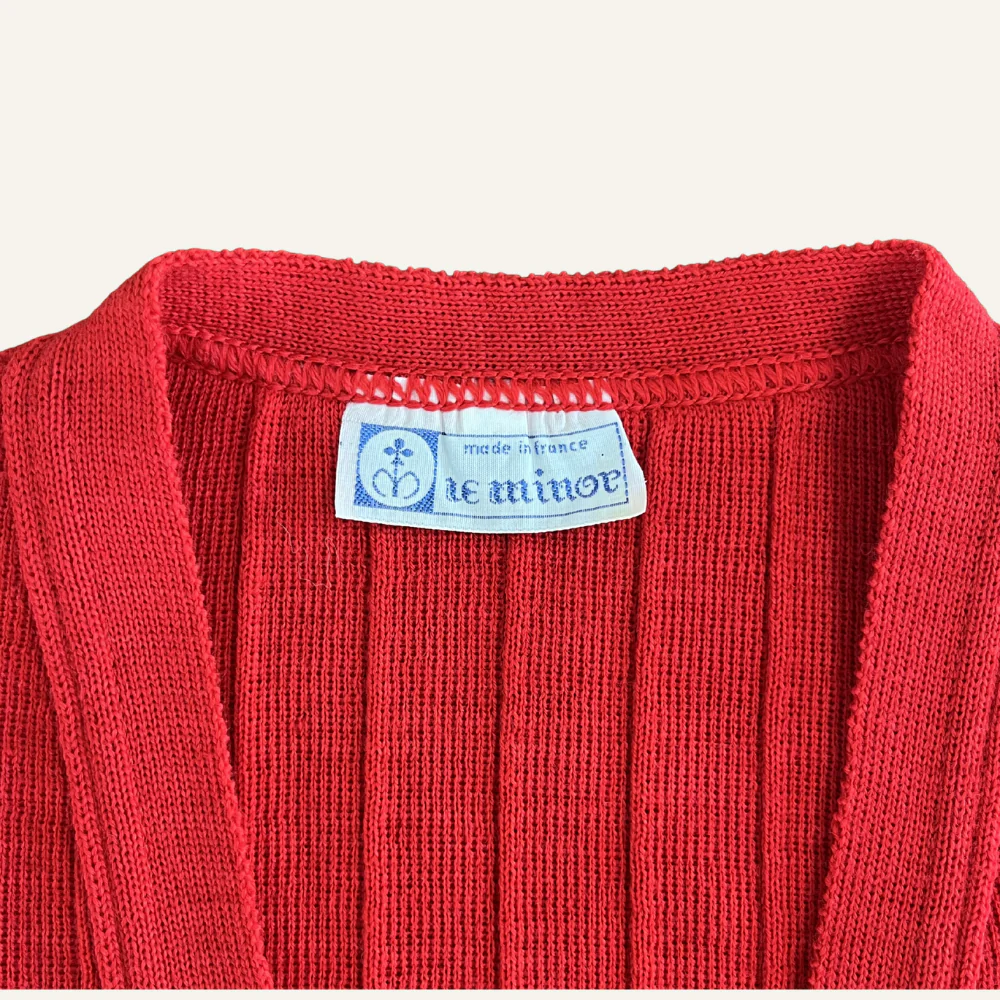 Gilet sans manches rouge à rayures en laine vierge pour femme - Seconde main - Image 4