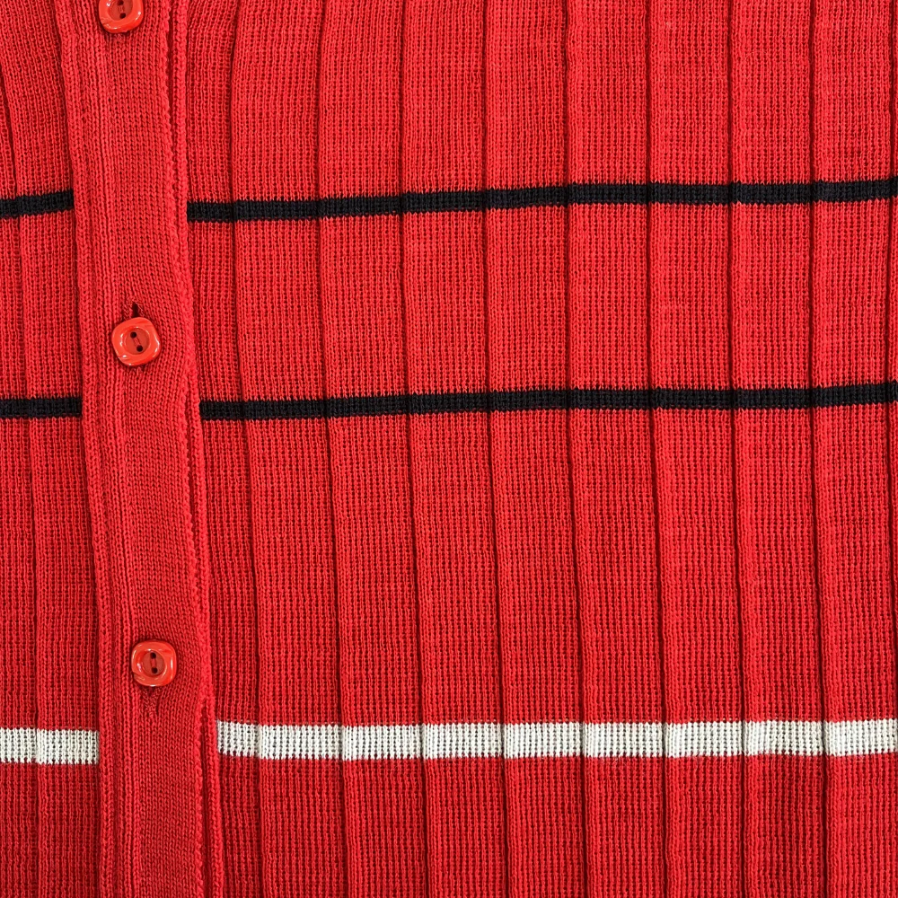 Gilet sans manches rouge à rayures en laine vierge pour femme - Seconde main - Image 5