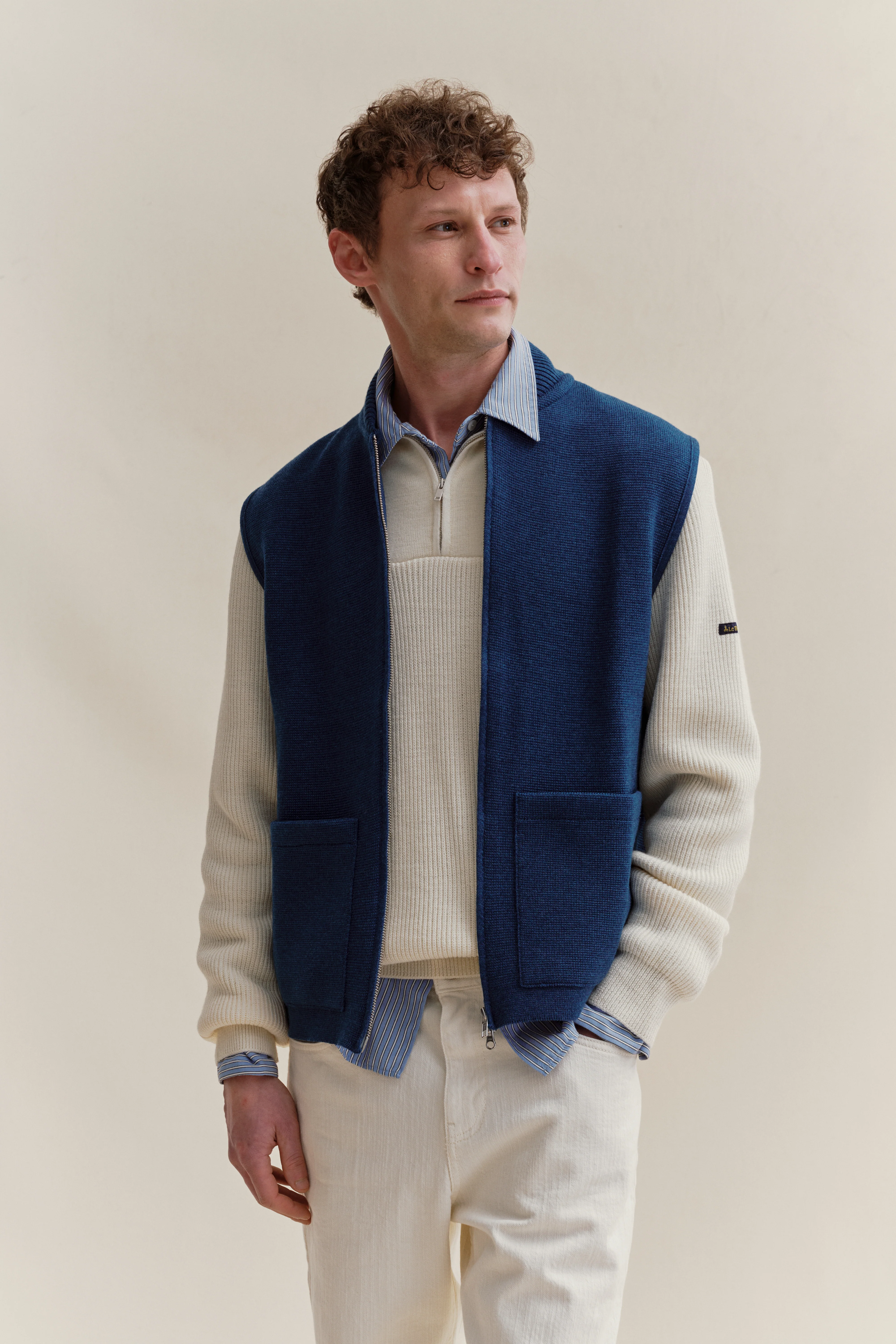 Gilet zippé bleu denim Milano pour homme - Image 4