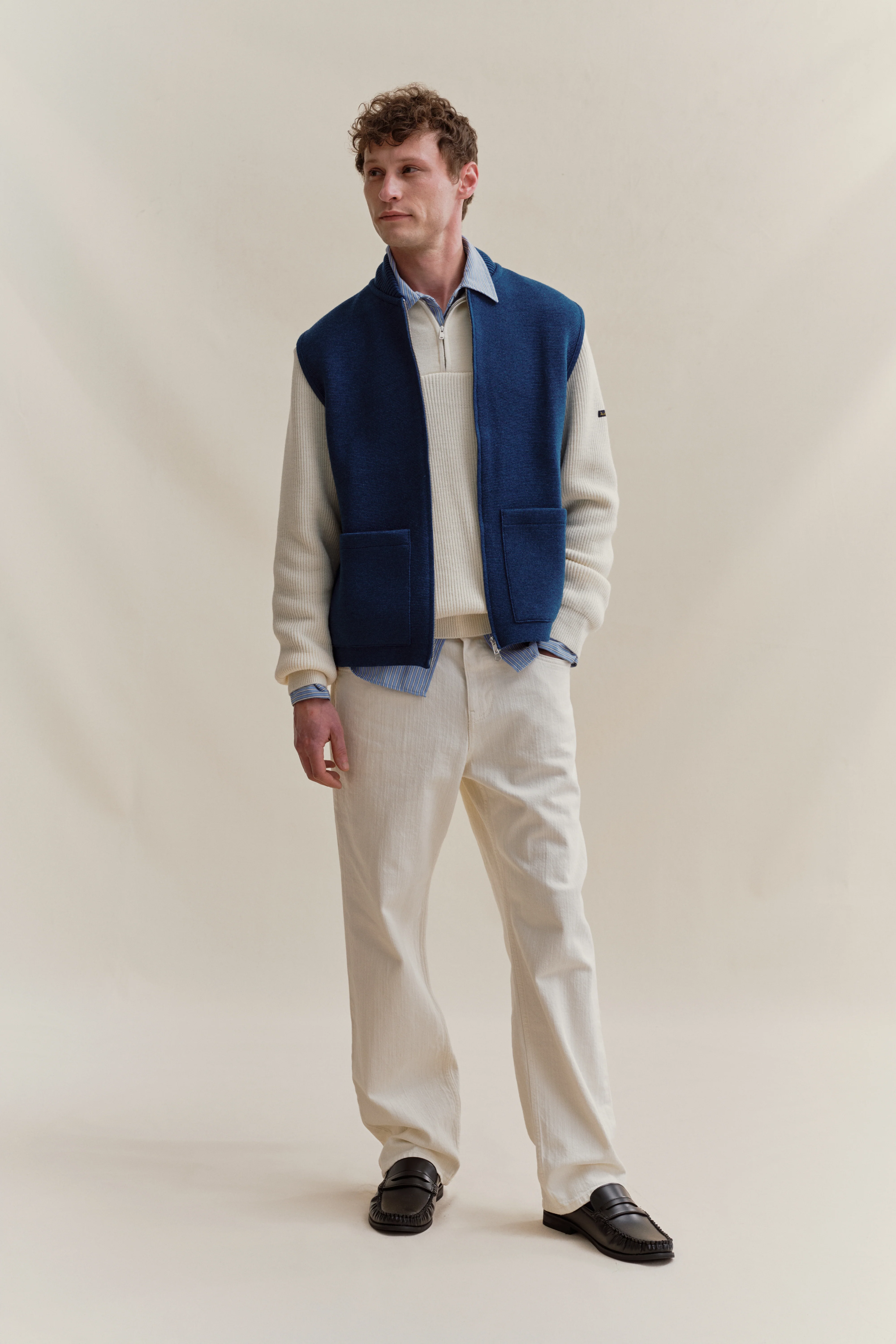 Gilet zippé bleu denim Milano pour homme - Image 6