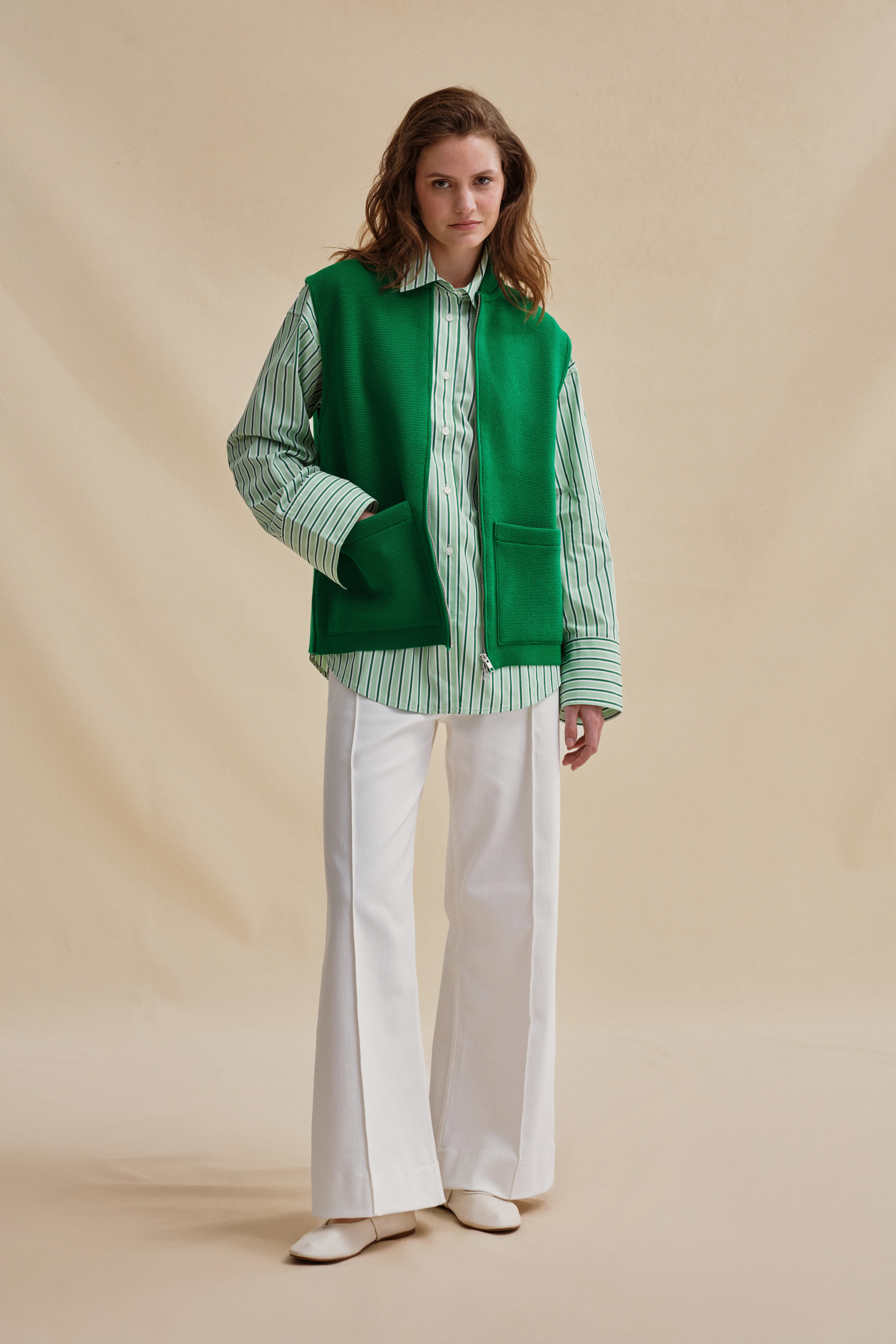 Gilet zippé vert Milano pour femme - Image 3