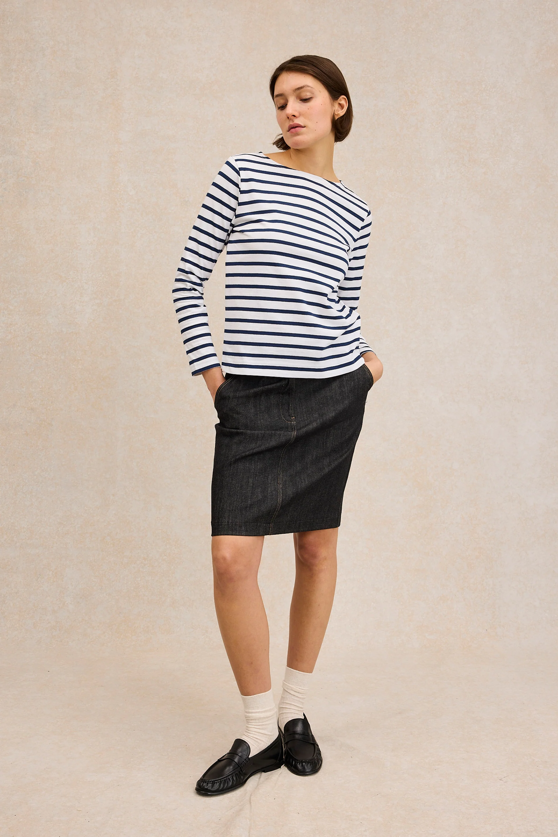 Marinière bleu marine pour femme - Image 3