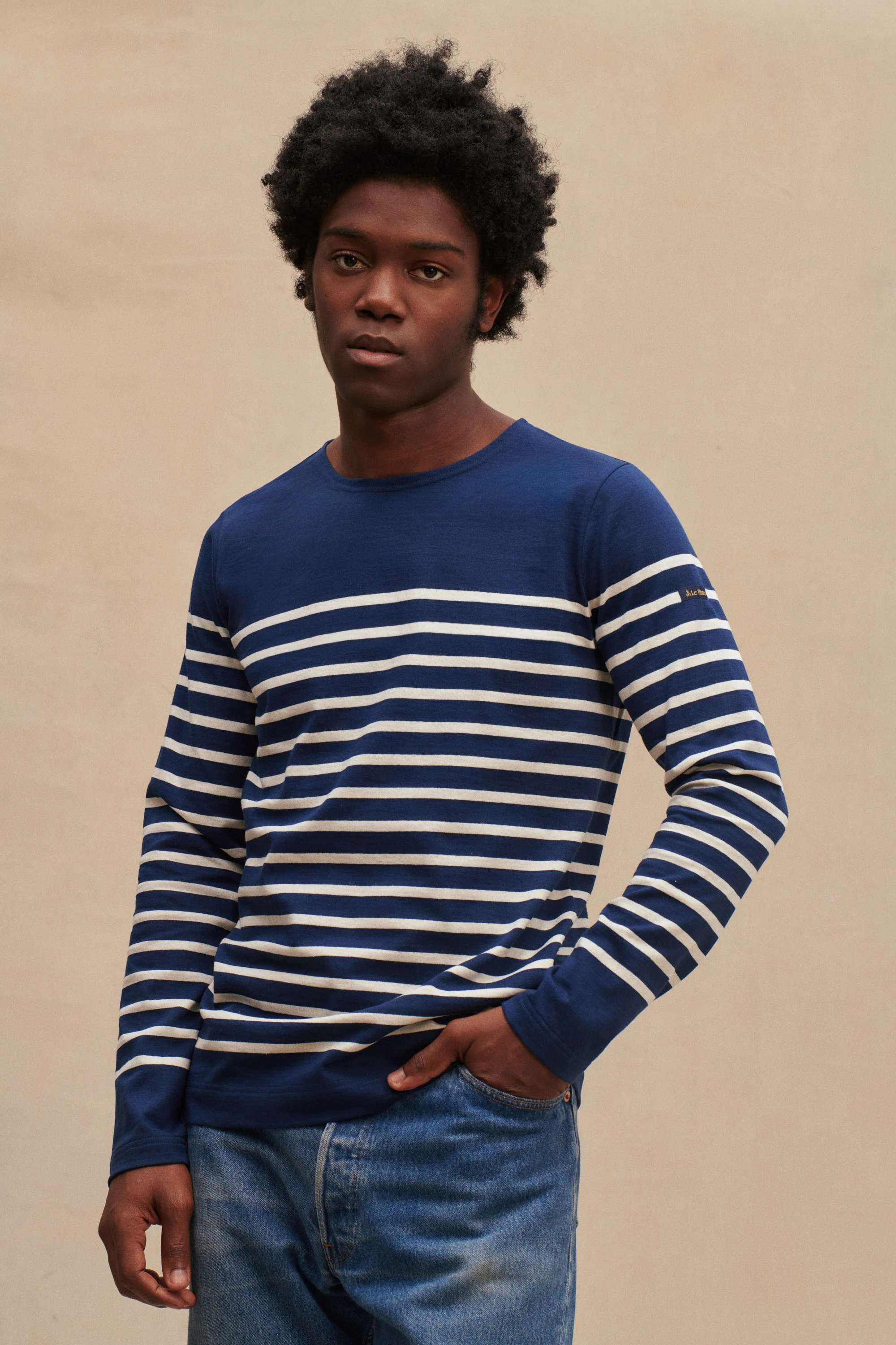 Marinière Marine Nationale marine et blanc pour homme - Image 5