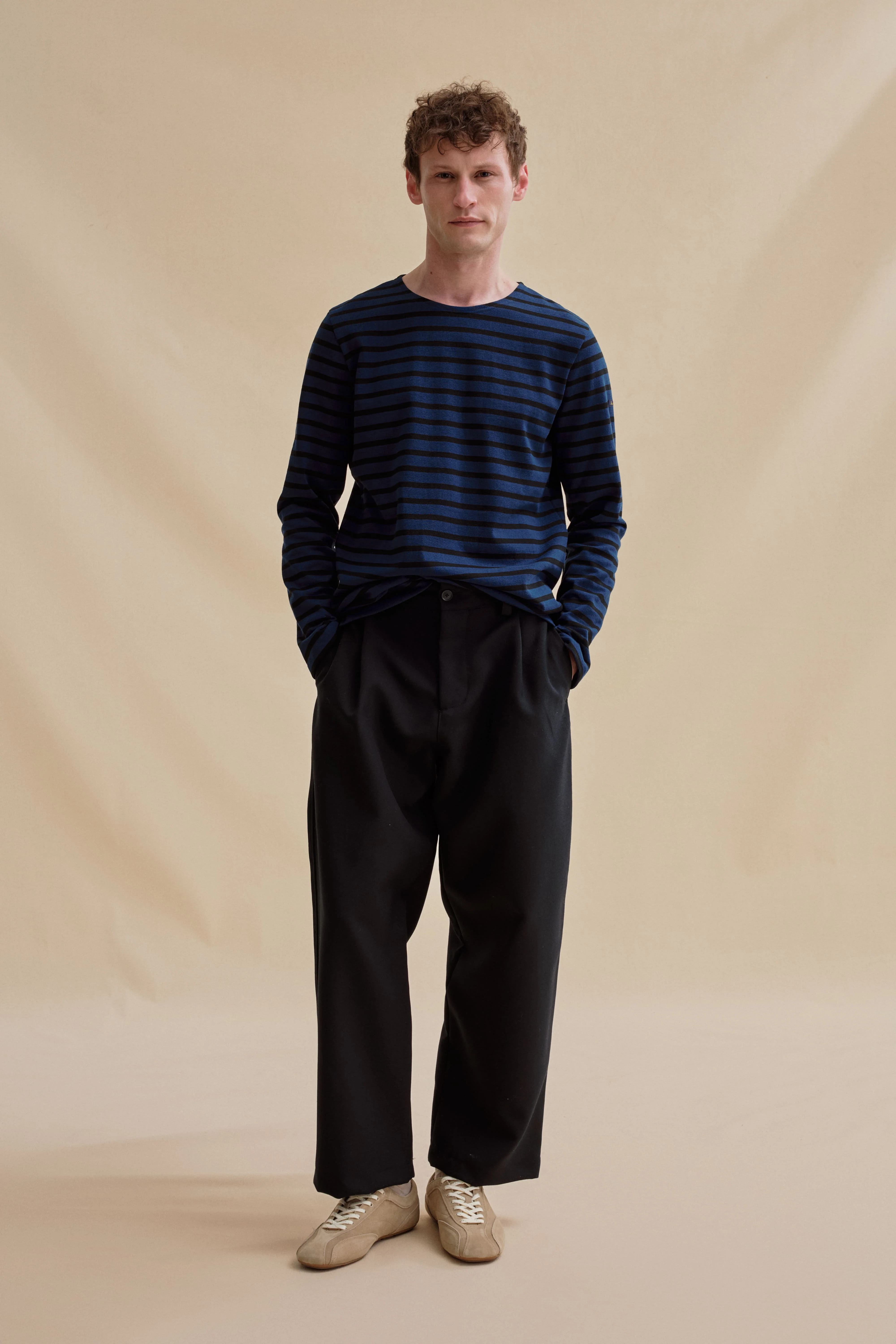 Marinière en coton épais bleu marine et noire pour homme - Image 3