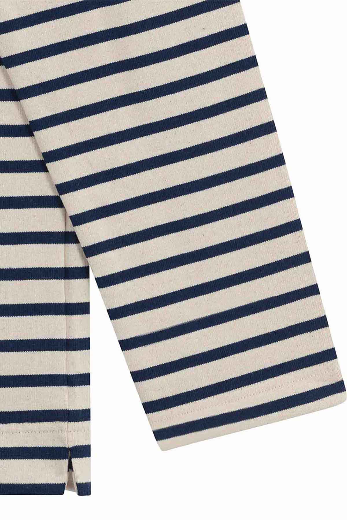 Marinière en coton épais écru et bleu marine pour homme - Image 5