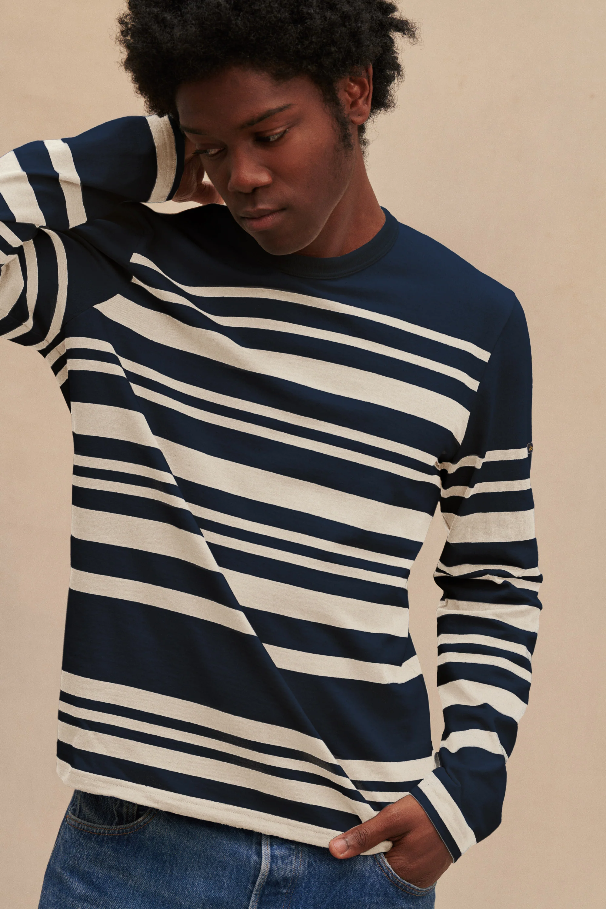 Marinière Pablo bleu marine et écru pour homme - Image 5