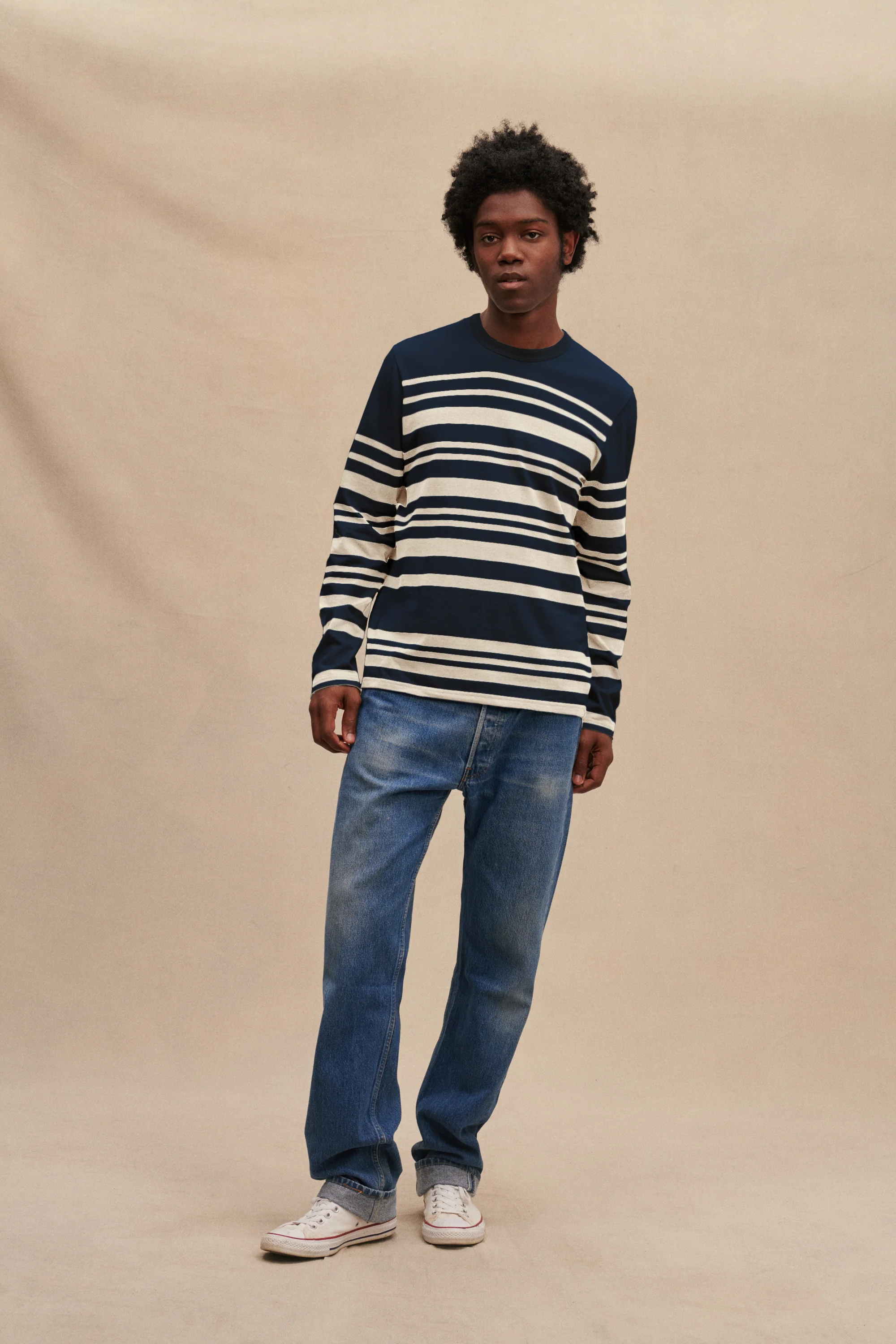 Marinière Pablo bleu marine et écru pour homme - Image 6