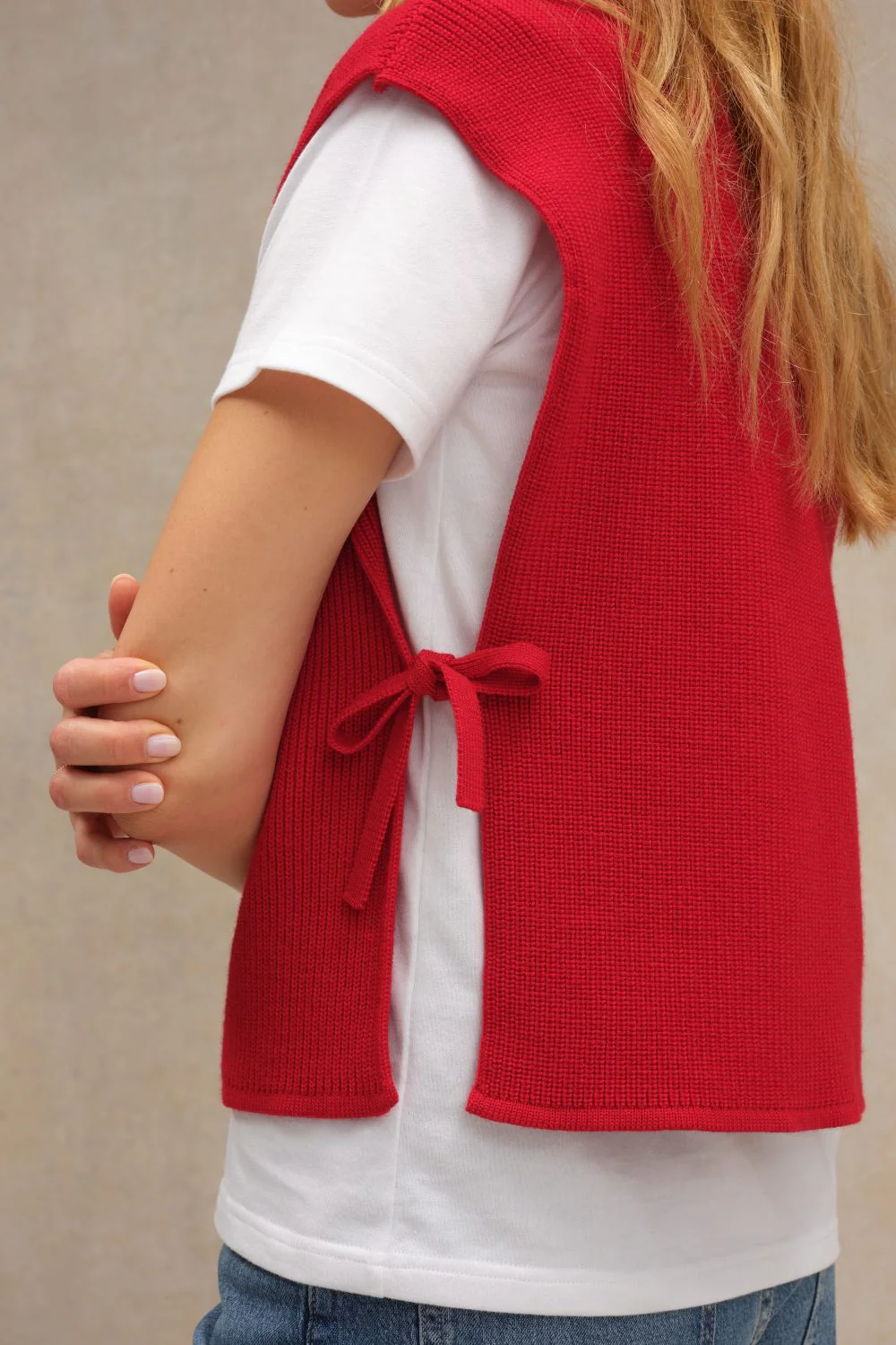 Plastron col roulé rouge en laine mérinos pour femme - Image 3