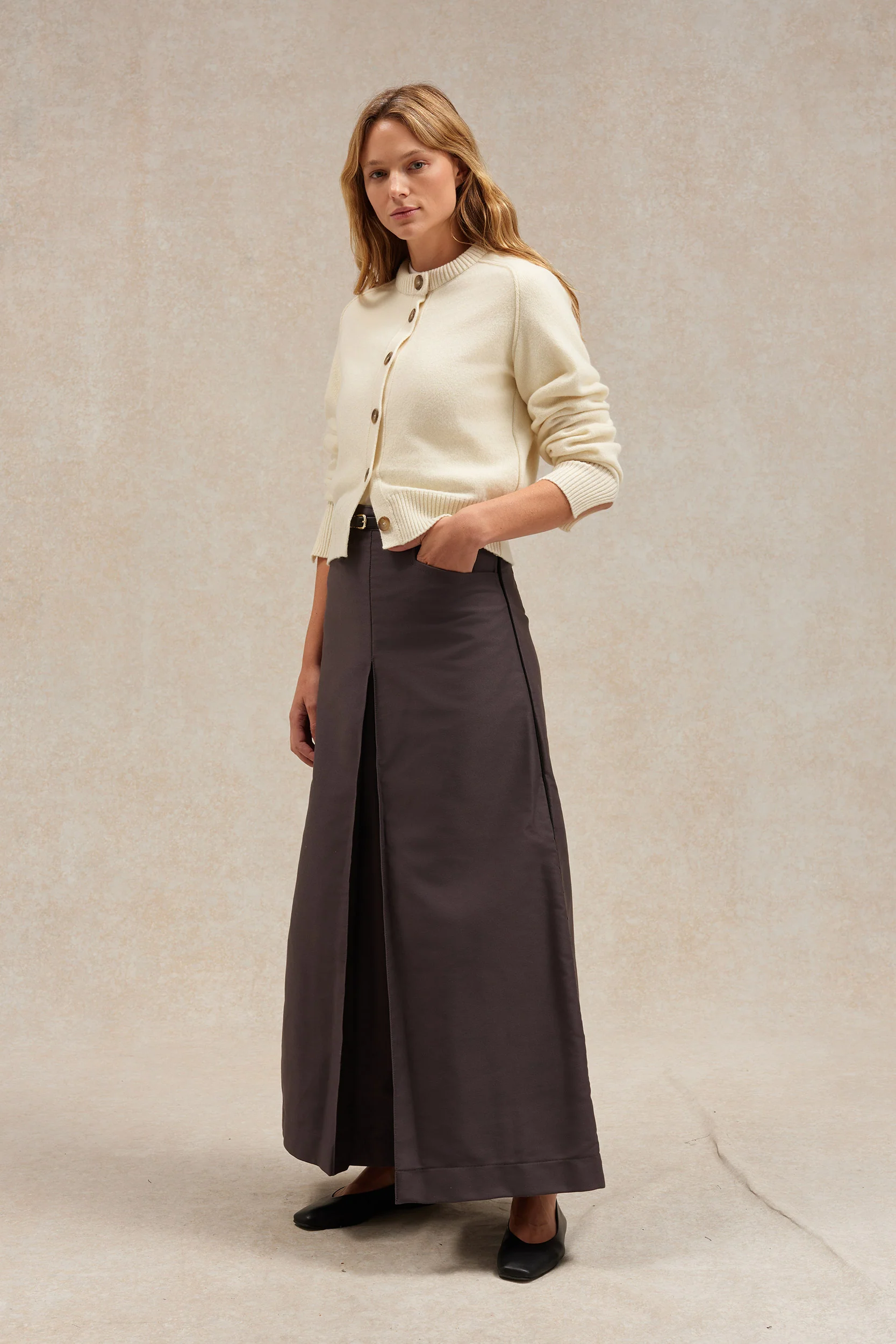 Cardigan écru en laine mérinos pour femme - Image 5