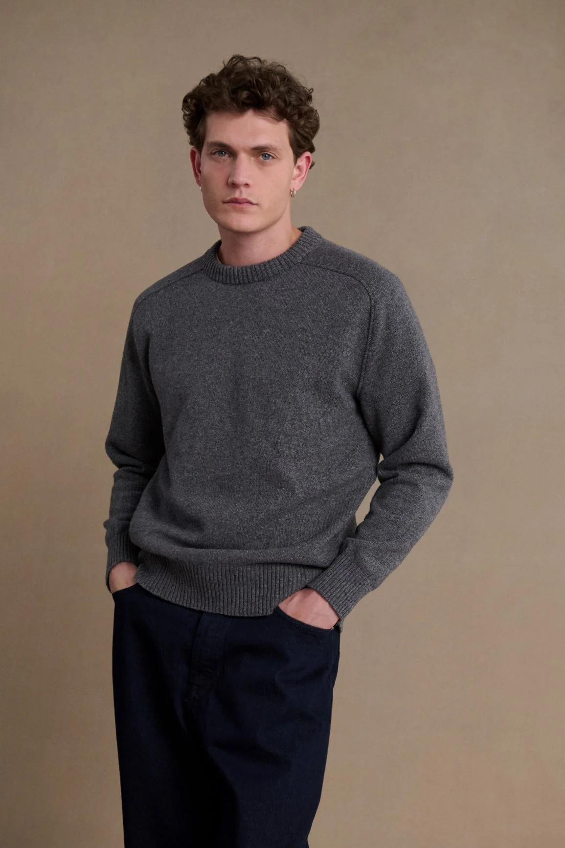 Pull homme col rond gris foncé - Image 3