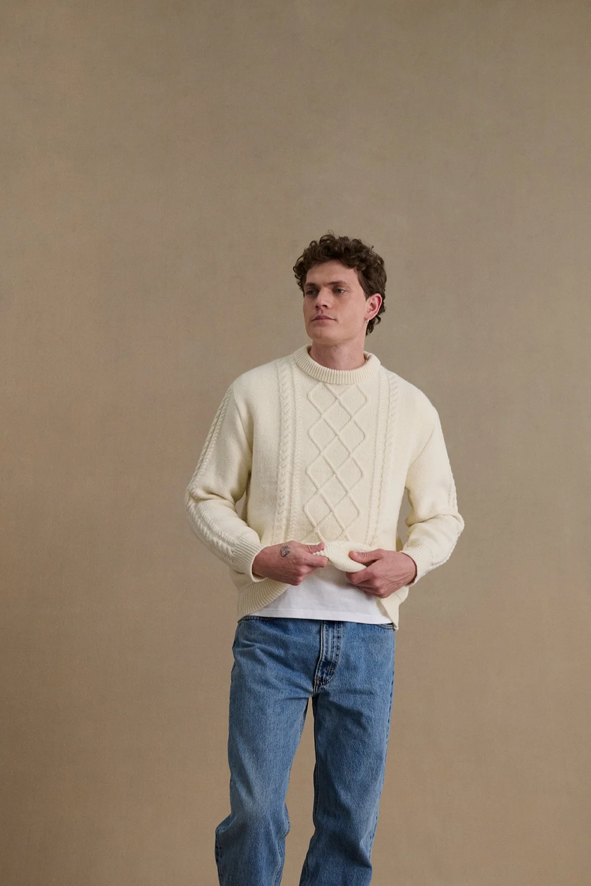 Pull irlandais écru pour homme - Image 7