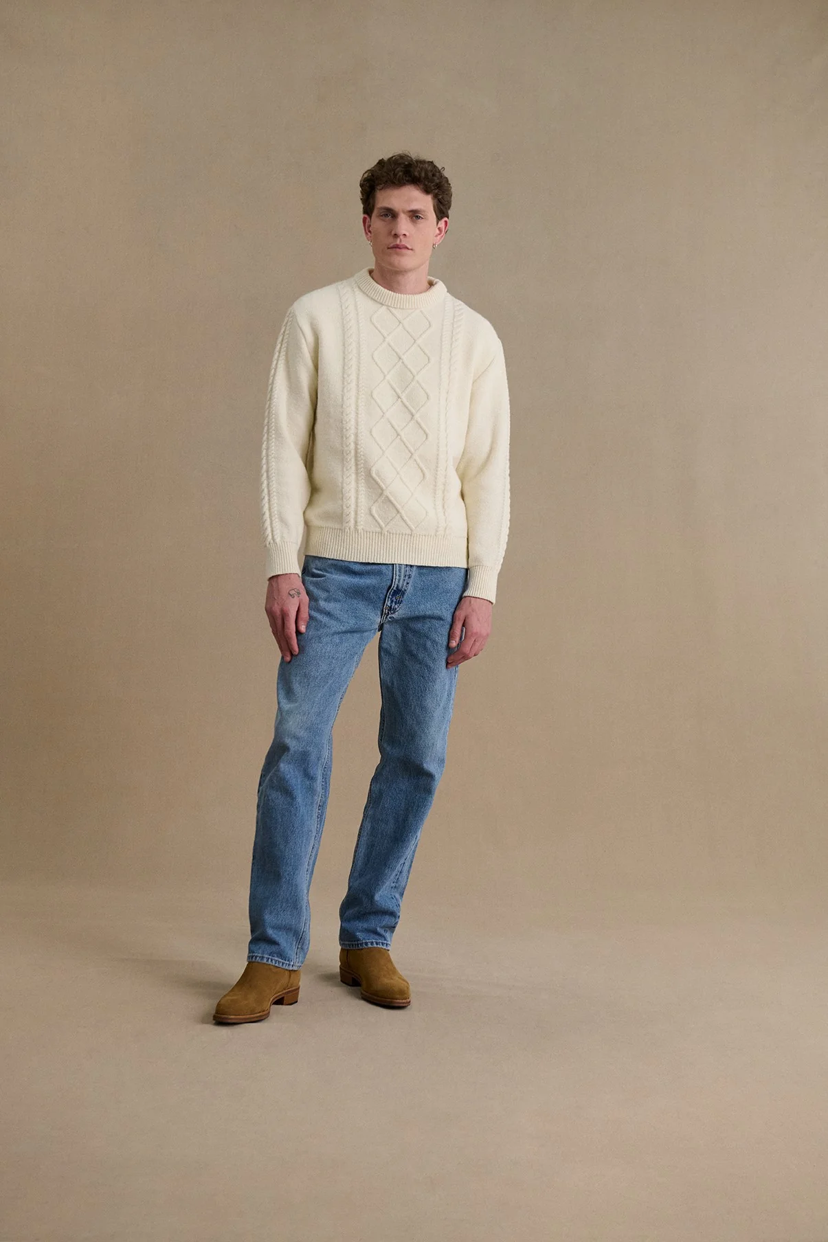 Pull irlandais écru pour homme - Image 9