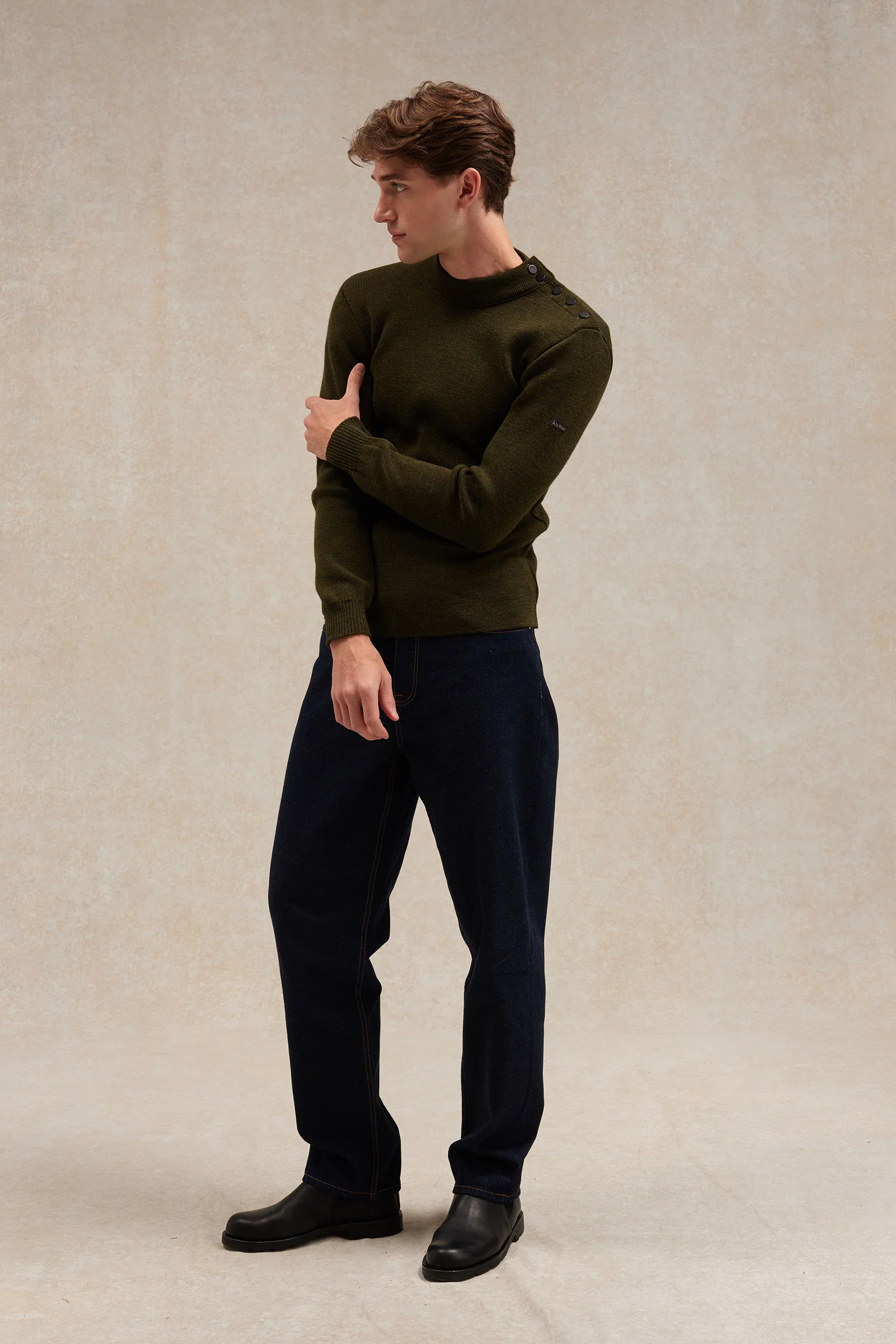 Pull marin olive pour homme - Image 4