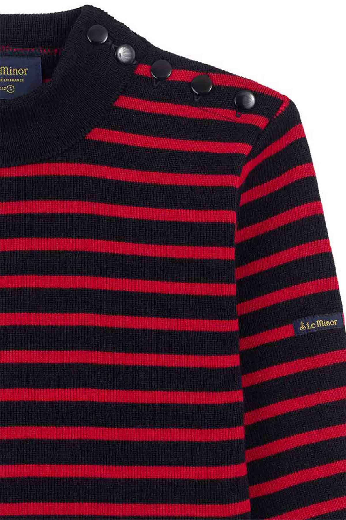 Pull marin rayé marine et rouge pour homme - Image 6