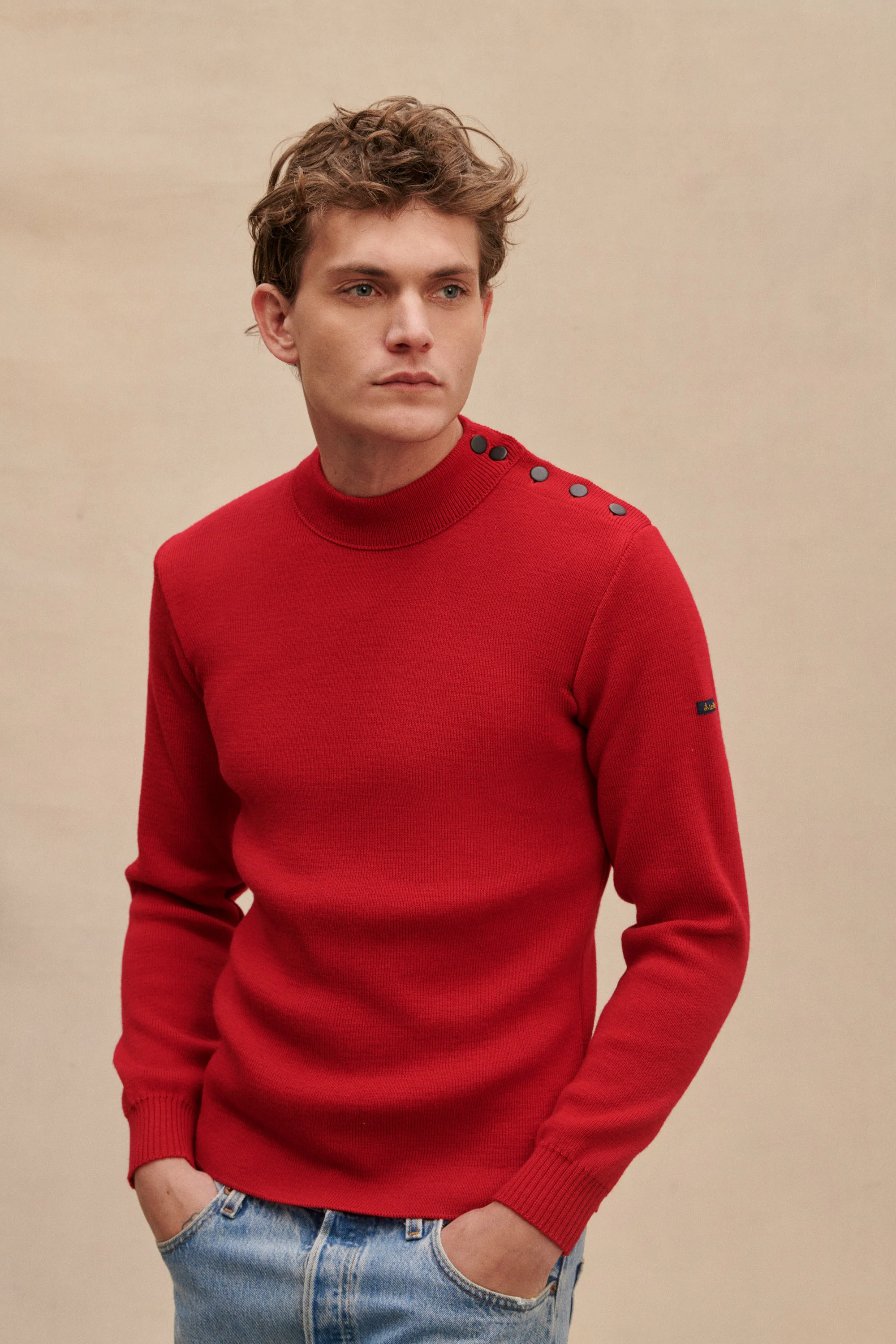 Pull marin rouge pour homme - Image 3
