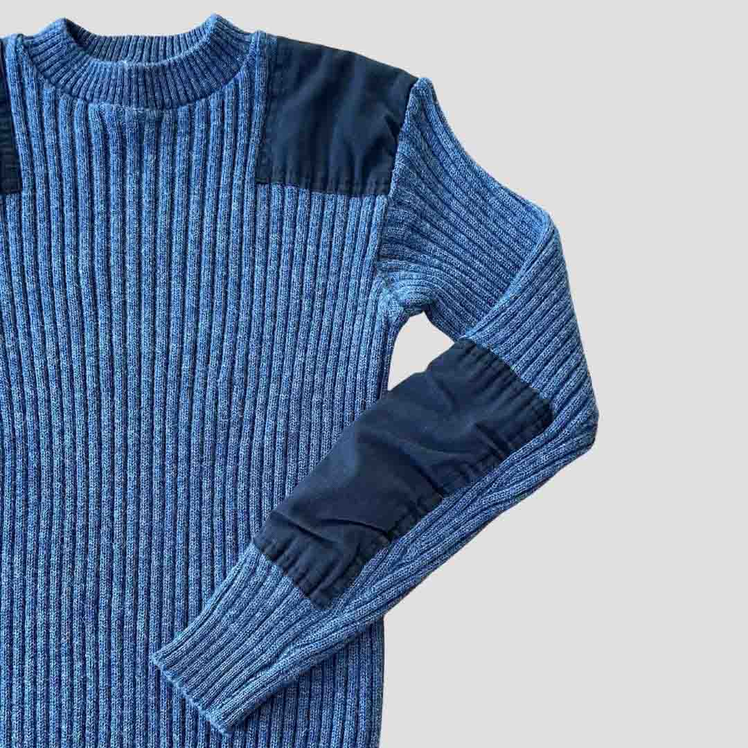 Pull officier bleu ciel avec coudières - Seconde main - Image 3