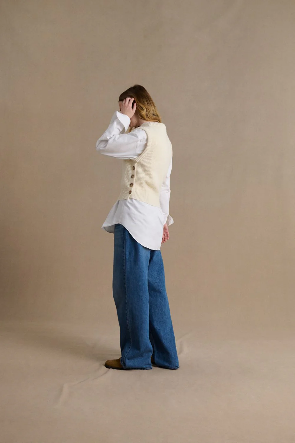 Pull sans manches écru pour femme - Image 4