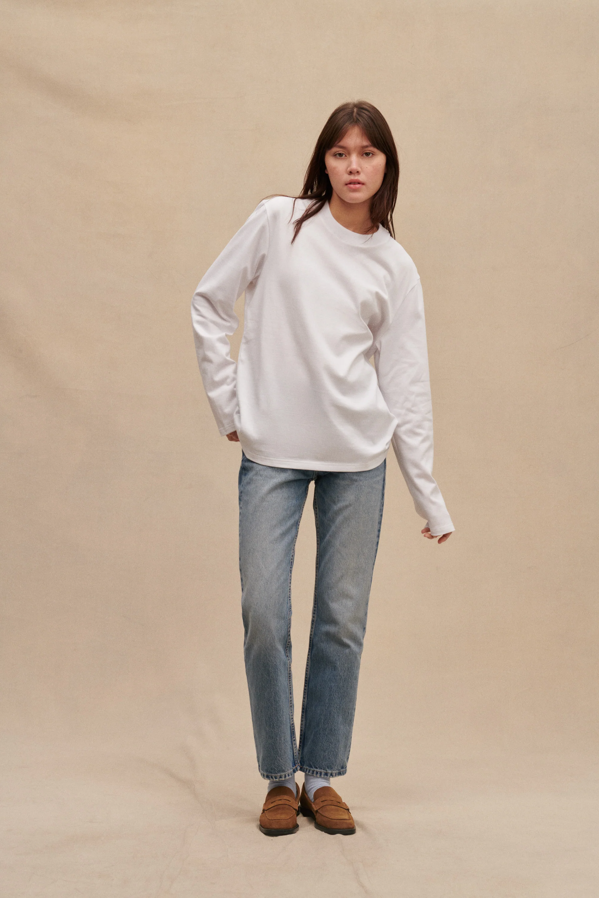 T-shirt blanc à manches longues pour femme - Image 3