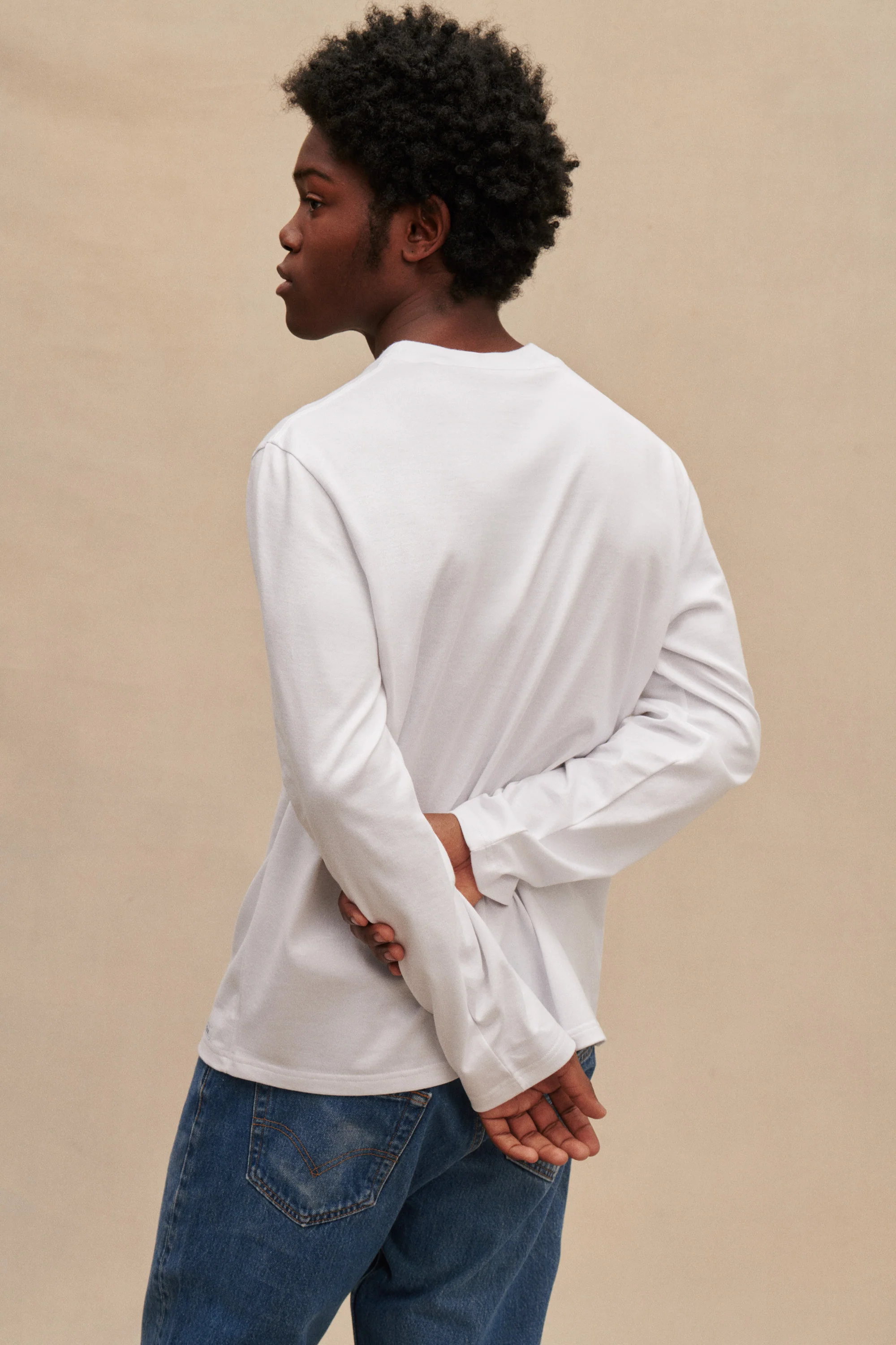 T-shirt blanc à manches longues pour homme - Image 3